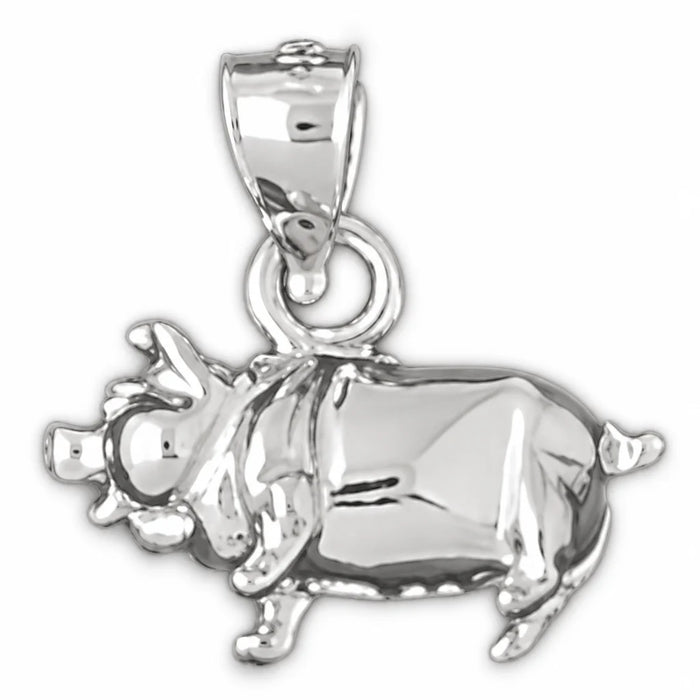 3D Pig Charm Pendant 14k Gold White Gold 14k