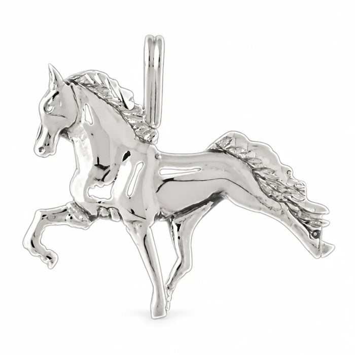 3D Racing Horse Charm Pendant 14k Gold (7 Grams) White Gold 14k