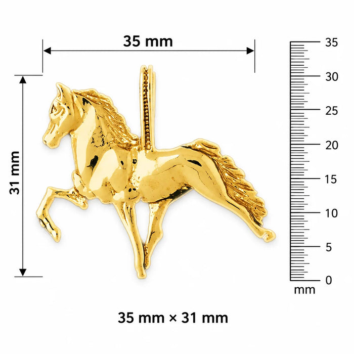 3D Racing Horse Charm Pendant 14k Gold (9 Grams) Yellow Gold 14k