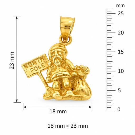 3D Santa Clause Charm Pendant 14k Gold (4.6 Grams) Yellow Gold 14k
