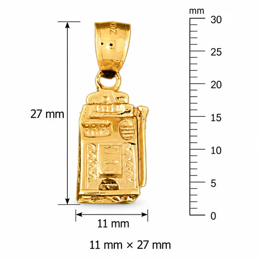 3D Slot Machine Charm Pendant 14k Gold (5 Grams) Yellow Gold 14k