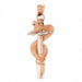 3D Snake on Sword Charm Pendant 14k Two Tone Yellow and White Gold
