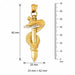 3D Snake on Sword Charm Pendant 14k Two Tone Yellow and White Gold