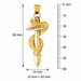3D Snake on Sword Charm Pendant 14k Two Tone Yellow and White Gold