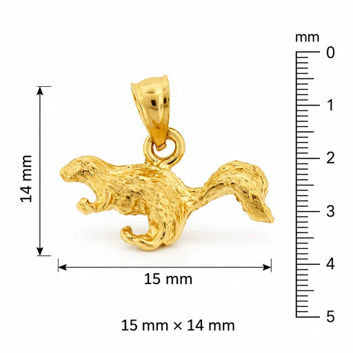 3D Squirrel Charm Pendant 14k Gold (2.4 Grams) Yellow Gold 14k