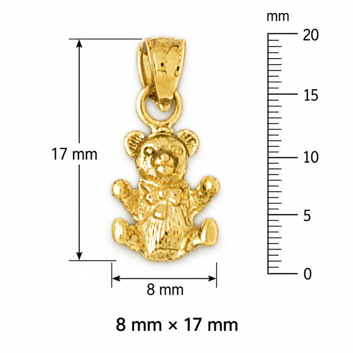 3D Teddy Bear Charm Pendant 14k Gold (2.1 Grams) Yellow Gold 14k