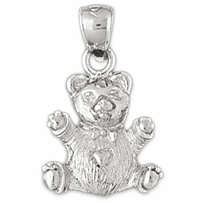 3D Teddy Bear Charm Pendant 14k Gold (3.5 Grams) White Gold 14k