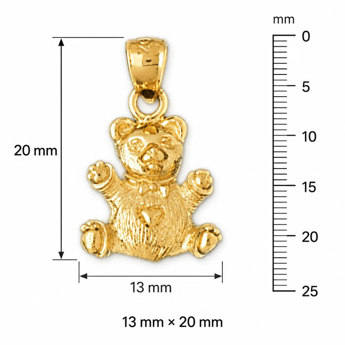3D Teddy Bear Charm Pendant 14k Gold (3.5 Grams) Yellow Gold 14k