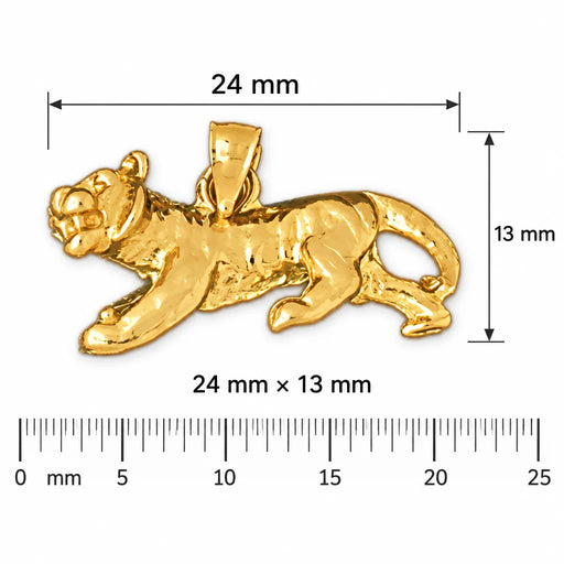 3D Tiger Charm Pendant 14k Gold Yellow Gold 14k