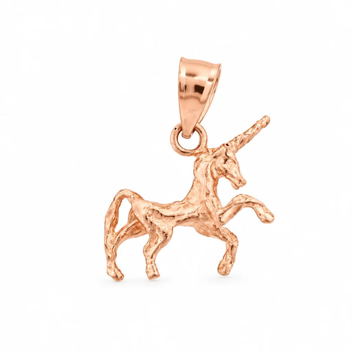 3D Unicorn Charm Pendant 14k Gold (1.4 Grams) Rose Gold 14k