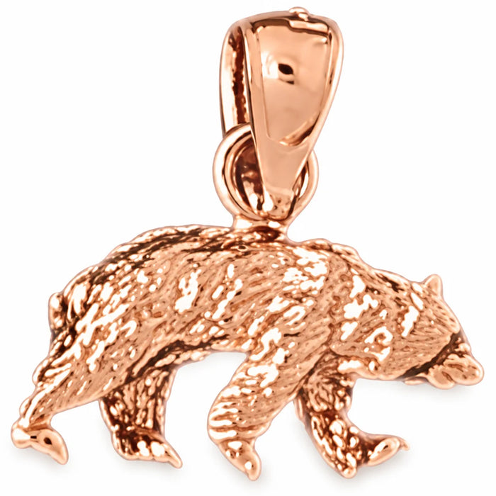 3D Wild Bear Charm Pendant 14k Gold (2.4 Grams) Rose Gold 14k