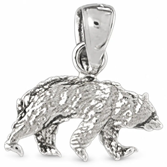 3D Wild Bear Charm Pendant 14k Gold (2.4 Grams) White Gold 14k