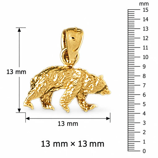 3D Wild Bear Charm Pendant 14k Gold (2.4 Grams) Yellow Gold 14k