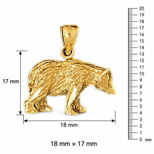 3D Wild Bear Charm Pendant 14k Gold (4.5 Grams) Yellow Gold 14k