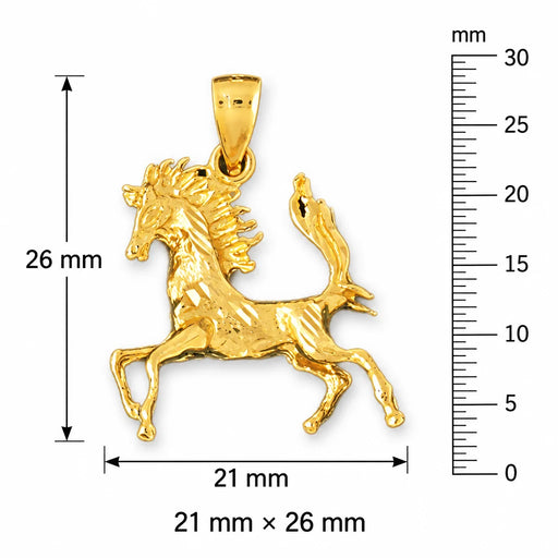 3D Wild Horse Charm Pendant 14k Gold (4.3 Grams) Yellow Gold 14k