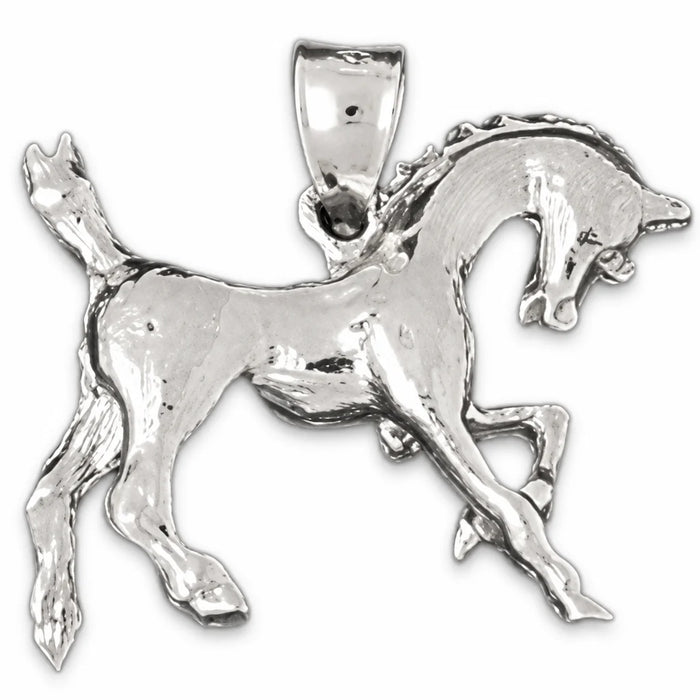 3D Wild Horse Charm Pendant 14k Gold (6.5 Grams) White Gold 14k