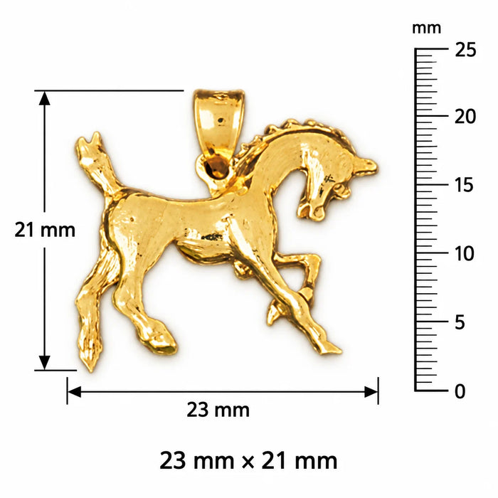 3D Wild Horse Charm Pendant 14k Gold (6.5 Grams) Yellow Gold 14k