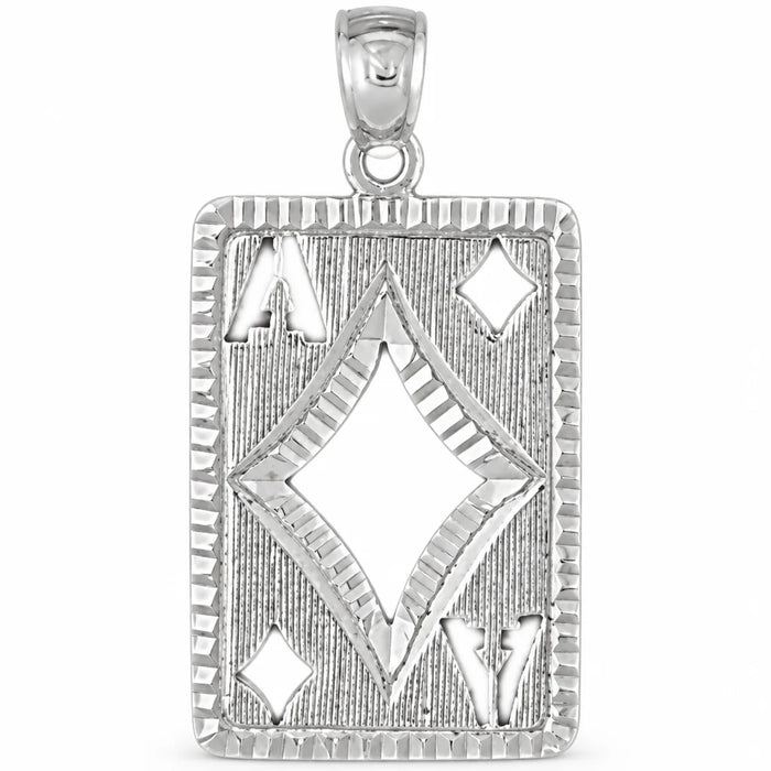 Ace Diamond Playing Card Charm Pendant 14k Gold White Gold 14k