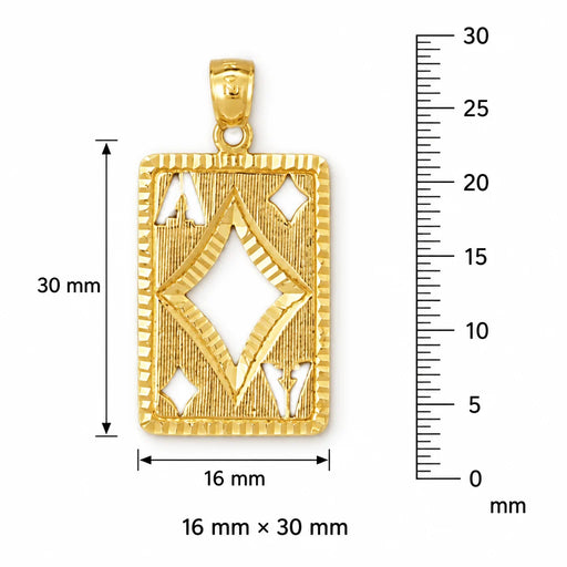 Ace Diamond Playing Card Charm Pendant 14k Gold Yellow Gold 14k