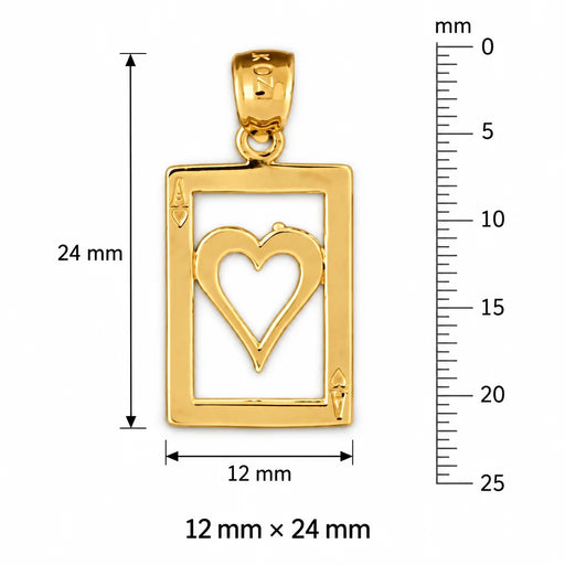 Ace Heart Charm Pendant 14k Gold (1.2 Grams) Yellow Gold 14k