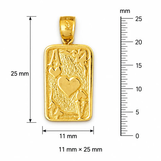 Ace Heart Charm Pendant 14k Gold (2.2 Grams) Yellow Gold 14k