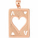 Ace Heart Playing Card Charm Pendant 14k Gold (5 Grams) Rose Gold 14k