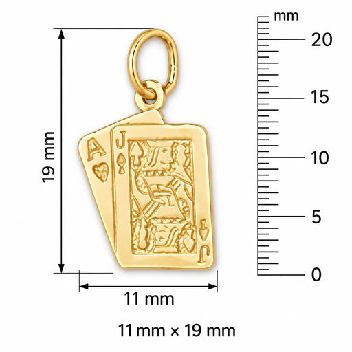 Ace Jack Charm Pendant 14k Gold (0.9 Grams) Yellow Gold 14k