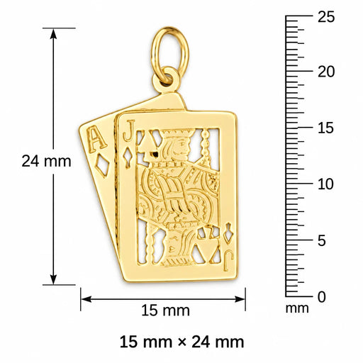 Ace Jack Charm Pendant 14k Gold (1.7 Grams) Yellow Gold 14k