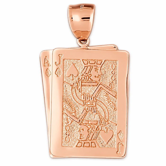 Ace Jack Playing Cards Charm Pendant 14k Gold Rose Gold 14k