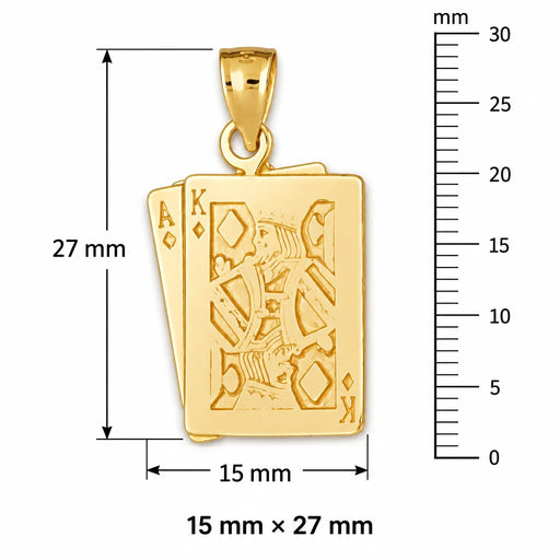 Ace King Diamond Charm Pendant 14k Gold Yellow Gold 14k