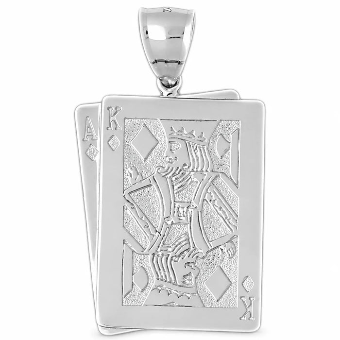 Ace King Playing Cards Charm Pendant 14k Gold White Gold 14k