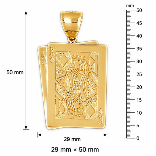 Ace King Playing Cards Charm Pendant 14k Gold Yellow Gold 14k