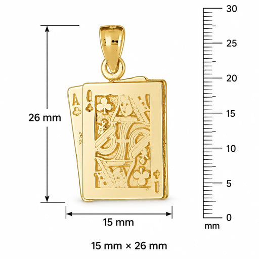 Ace Queen Charm Pendant 14k Gold Yellow Gold 14k