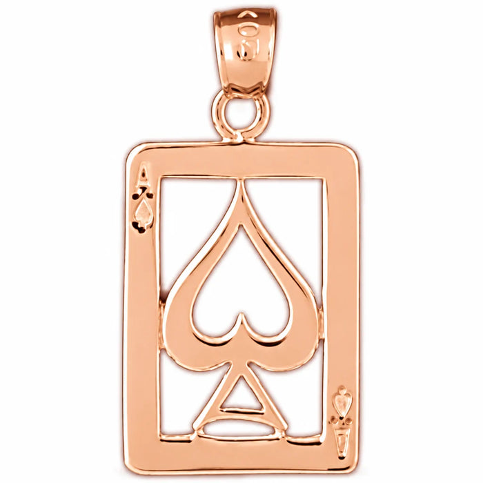 Ace Spade Charm Pendant 14k Gold (1.2 Grams) Rose Gold 14k