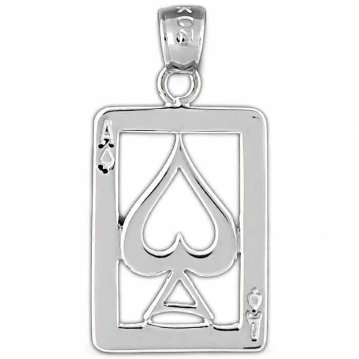 Ace Spade Charm Pendant 14k Gold (1.2 Grams) White Gold 14k