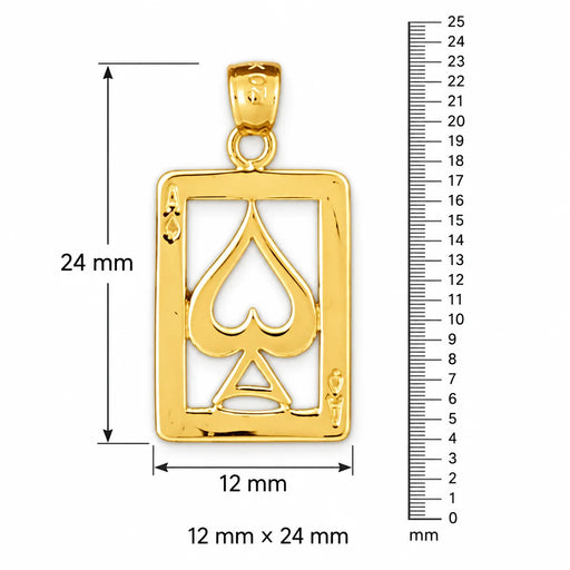 Ace Spade Charm Pendant 14k Gold (1.2 Grams) Yellow Gold 14k