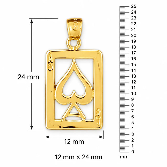 Ace Spade Charm Pendant 14k Gold (1.2 Grams) Yellow Gold 14k