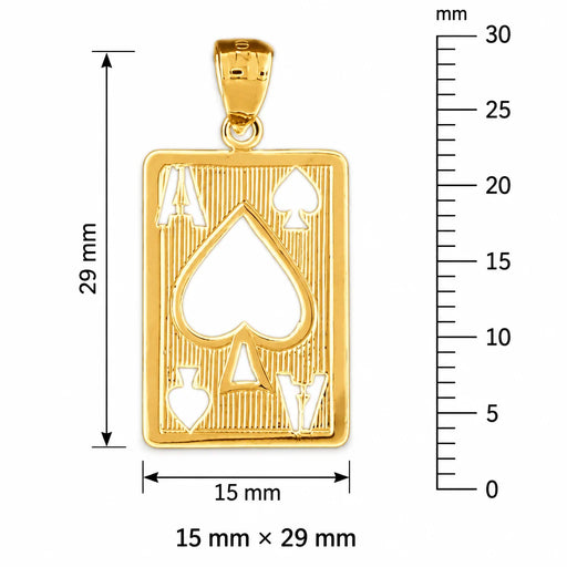 Ace Spade Playing Card Charm Pendant 14k Gold Yellow Gold 14k