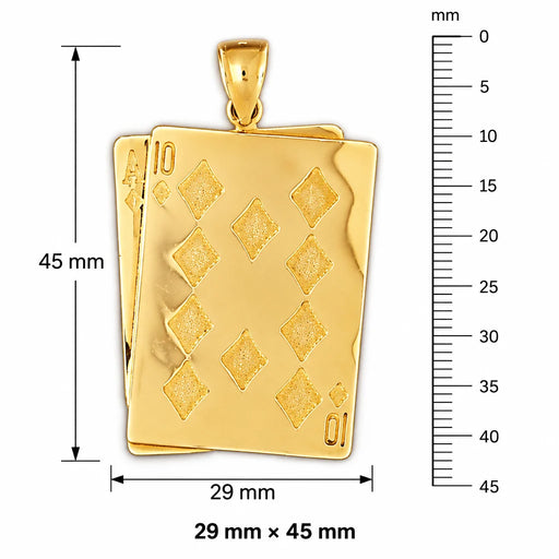 Ace Ten Playing Cards Charm Pendant 14k Gold Yellow Gold 14k