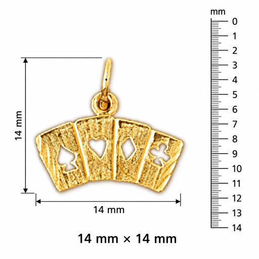 Aces Charm Pendant 14k Gold (0.7 Grams) Yellow Gold 14k