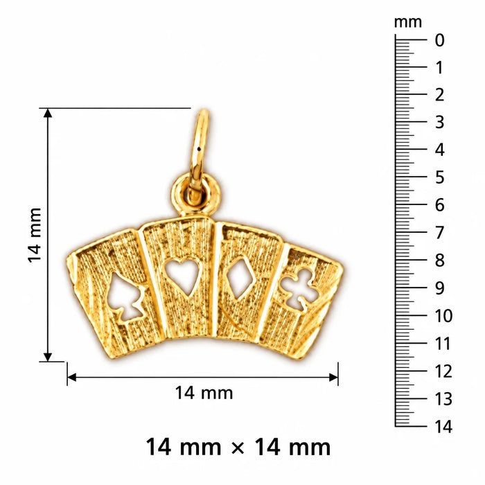 Aces Charm Pendant 14k Gold (0.7 Grams) Yellow Gold 14k