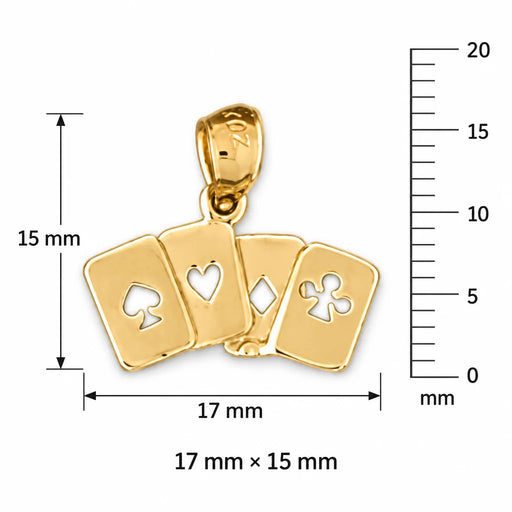 Aces Charm Pendant 14k Gold (1 Gram) Yellow Gold 14k