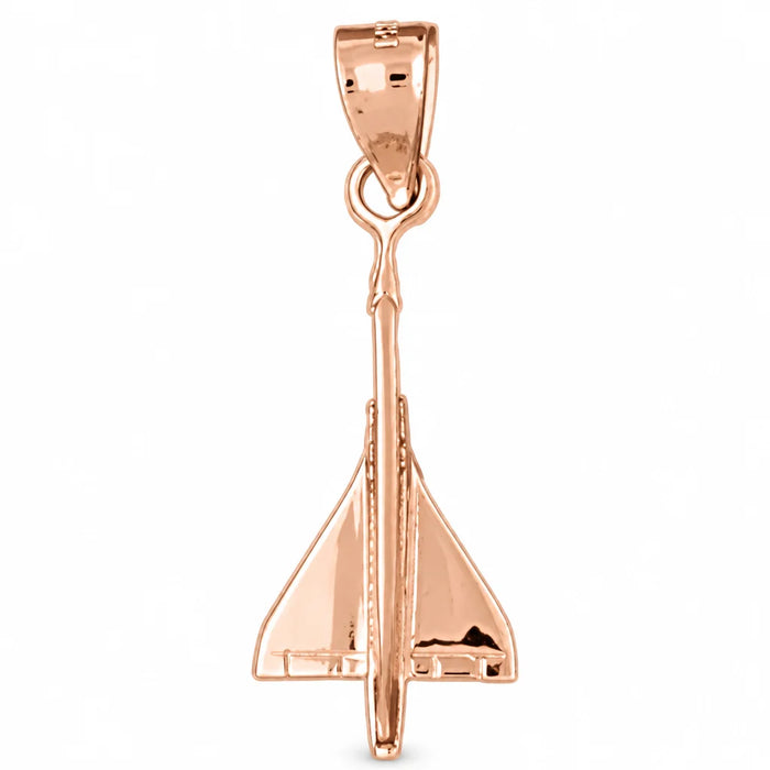 Airplane Charm Pendant 14k Gold (1.1 Grams) Rose Gold 14k
