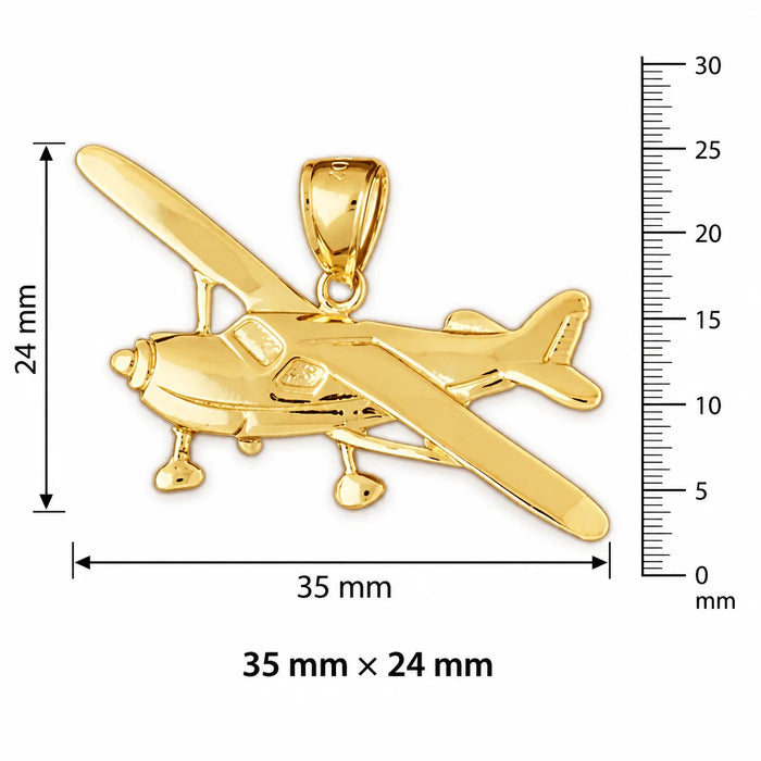 Airplane Charm Pendant 14k Gold Yellow Gold 14k