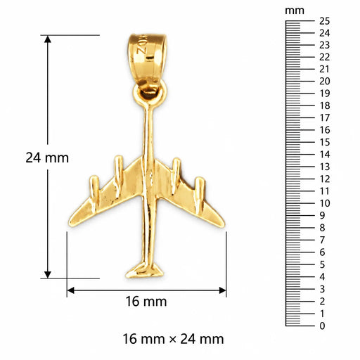 Airplane Jet Charm Pendant 14k Gold (1.3 Grams) Yellow Gold 14k
