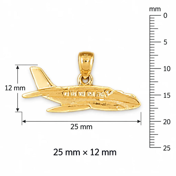 Airplane Jet Charm Pendant 14k Gold (1.4 Grams) Yellow Gold 14k