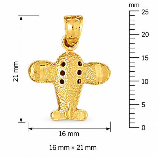 Airplane Jet Charm Pendant 14k Gold (1.5 Grams) Yellow Gold 14k