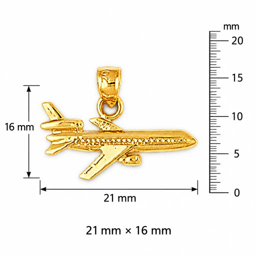 Airplane Jet Charm Pendant 14k Gold (1.8 Grams) Yellow Gold 14k