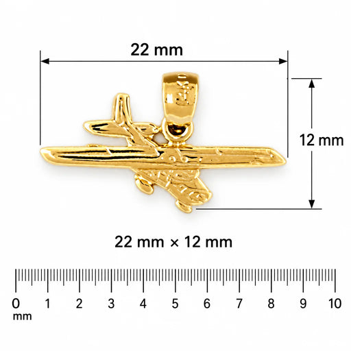 Airplane Jet Charm Pendant 14k Gold (1 Gram) Yellow Gold 14k