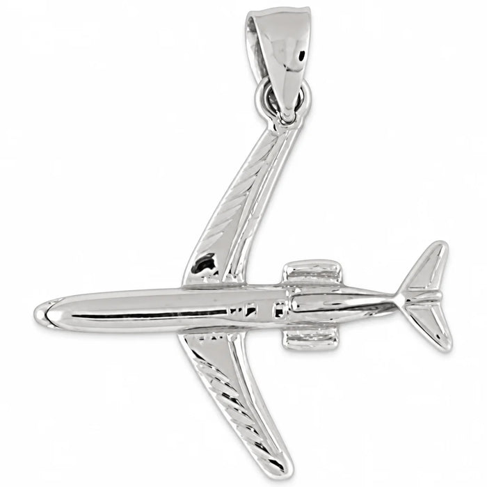 Airplane Jet Charm Pendant 14k Gold (2.5 Grams) White Gold 14k